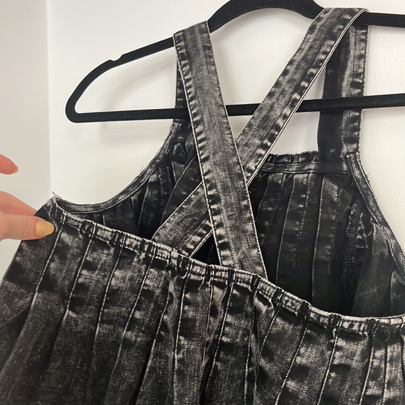 Free People Marina Denim tank sleeveless Top Washed Black XS - Picture 6 of 6